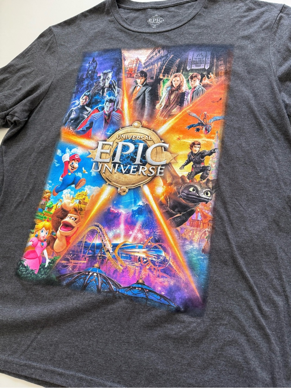 Grand Opening Universal Epic Universe Graphic T-Shirt in Charcoal - XL